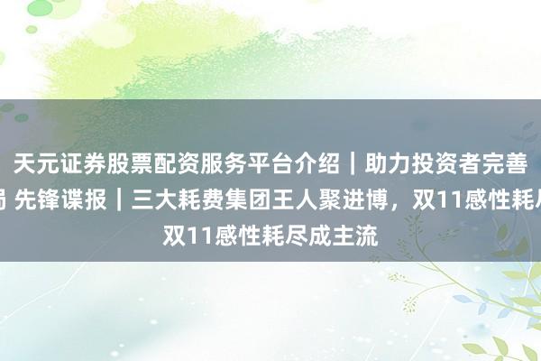 天元证券股票配资服务平台介绍｜助力投资者完善交易布局 先锋谍报｜三大耗费集团王人聚进博，双11感性耗尽成主流